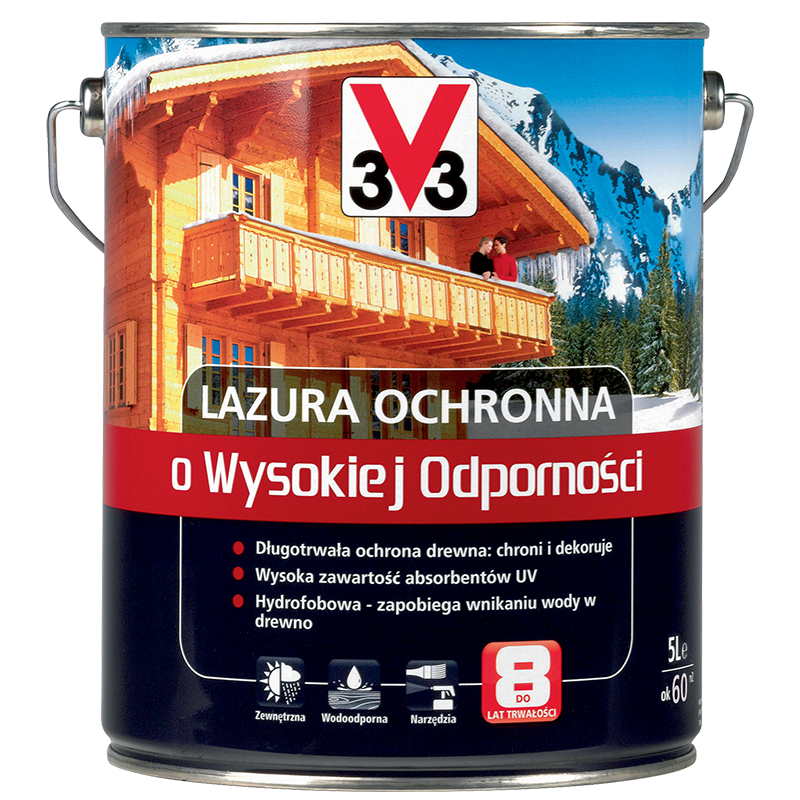 Lazura ochronna wysoka odporność V33 dąb średni 5 l
