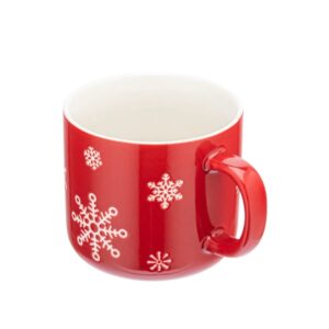 Kubek Świąteczny Porcelanowy Duży 370 ml Czerwony Śnieżynka Zimowe Marzenia