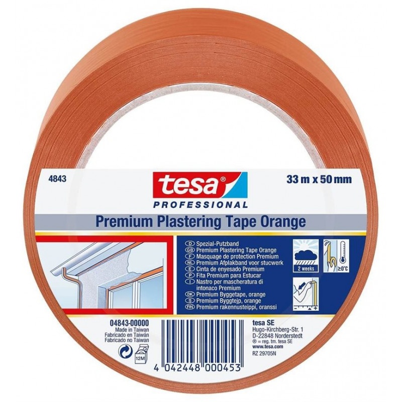 Taśma Tynkarska Tesa Professional PVC 33m X 50mm, Pomarańczowa