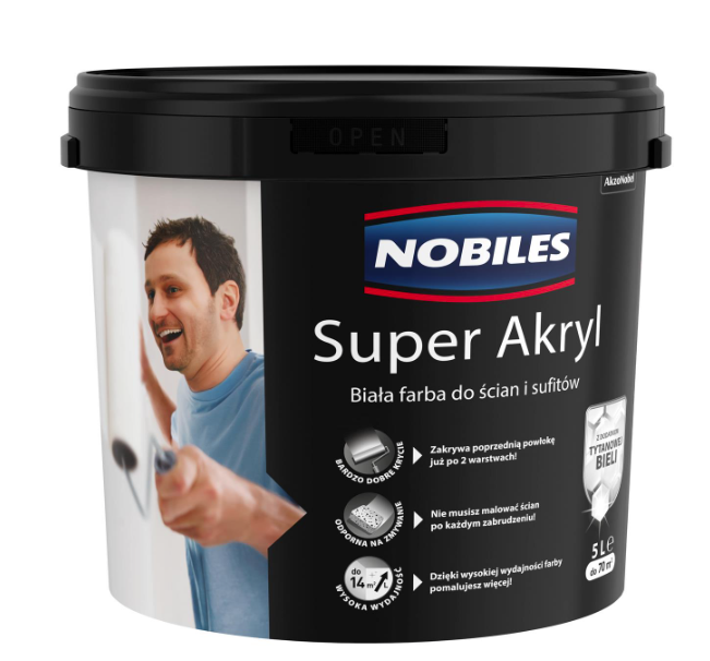 Farba akrylowa Nobiles Super Akryl 5 l biała