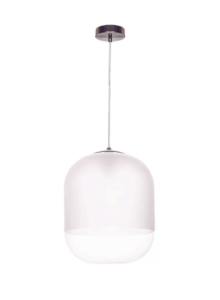 Lampa sufitowa skandynawski design, zwis Drops, duży szklany klosz, biały