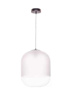 Lampa sufitowa skandynawski design, zwis Drops, duży szklany klosz, biały