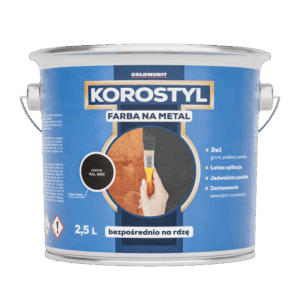 Farba na Metal 3w1- Bezpośrednio na Rdzę Czarny RAL 9005 2,5l