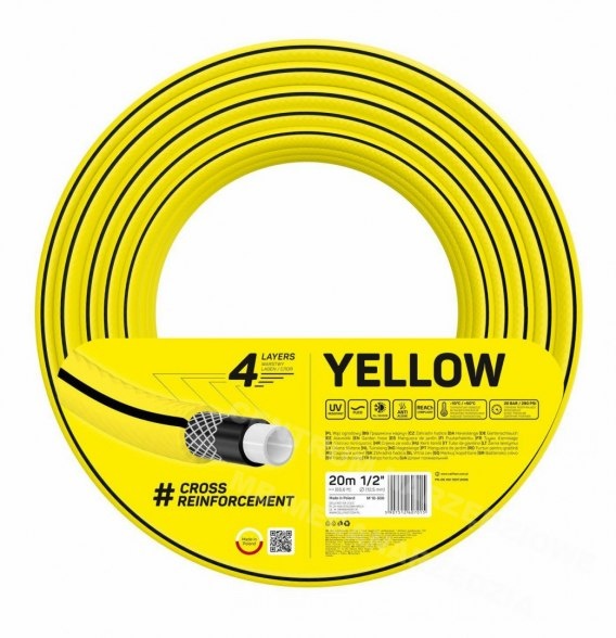 CELLFAST Wąż ogrodowy 4-warstwowy YELLOW 1/2" 20 m
