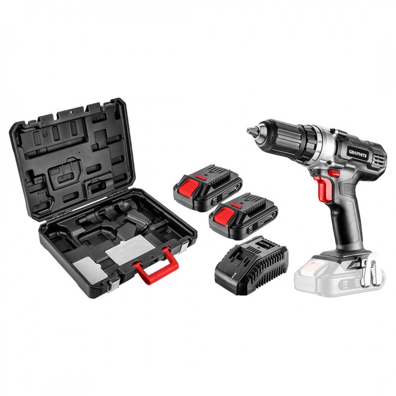 Wiertarko-wkrętarka akumulatorowa Energy+ 18V Li-Ion 58G006-SET2 GRAPHITE