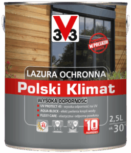 Lazura ochronna V33 Polski klimat wysoka odporność 5 l dąb złocisty