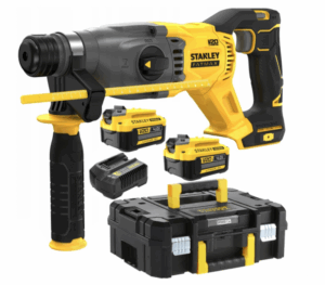 STANLEY Młotowiertarka z udarem + 2x aku. V20 + ładowarka + walizka