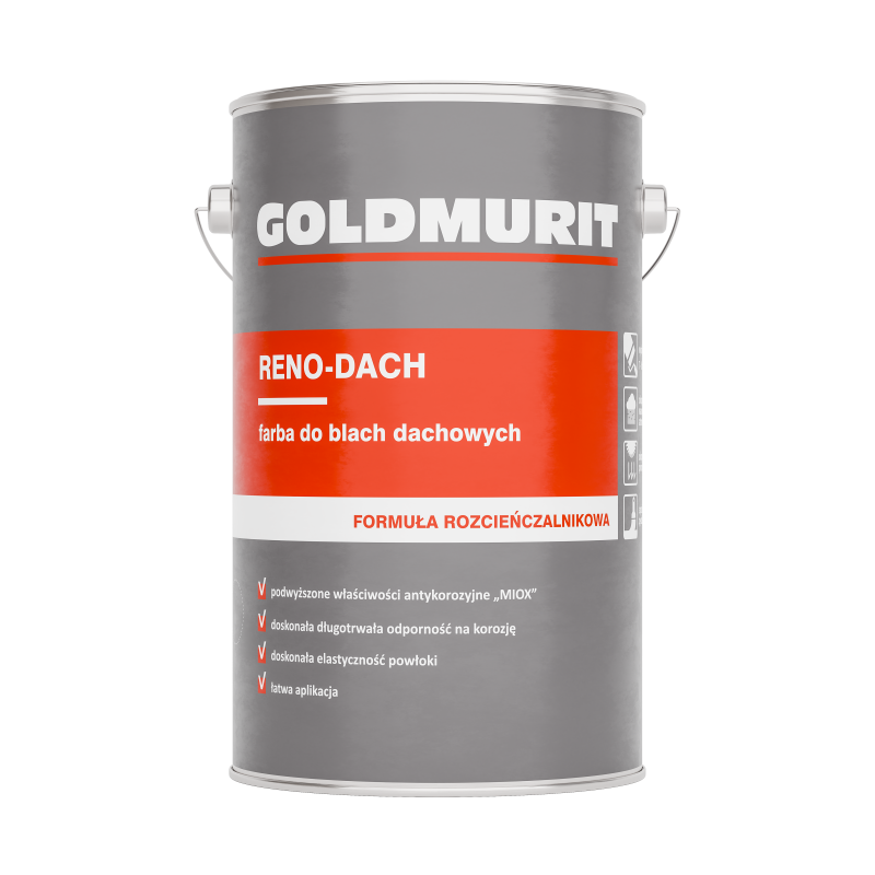 Reno-Dach farba do blach dachowych - formuła rozcieńczalnikowa brązowy 8016 5l