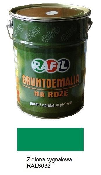 Farba gruntoemalia na rdzę Rafil zielony sygnałowy RAL6032 półmat 5 l