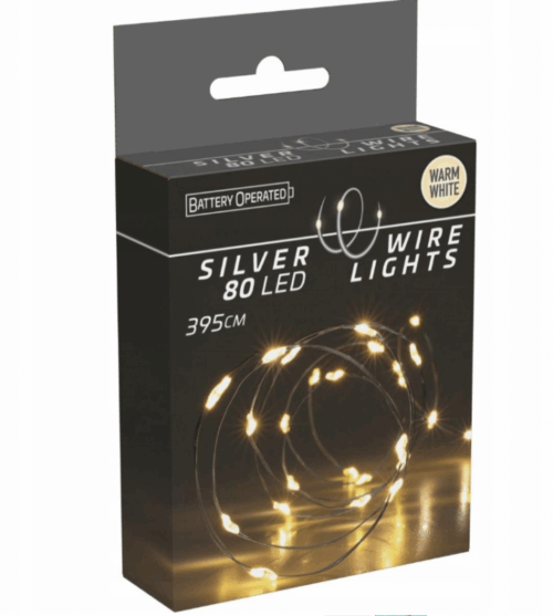 Lampki na druciku 80 LED Białe Ciepłe