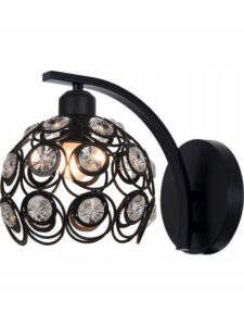 Kinkiet kryształowy czarny E27 Agora Piękny + żarówka