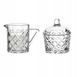 Cukiernica 210ml + mlecznik 200ml KARO szklany zestaw do kawy i herbaty
