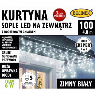 Elektryka i elektronika  Kurtyna świetlna sople 100 LED zimny biały 75-652