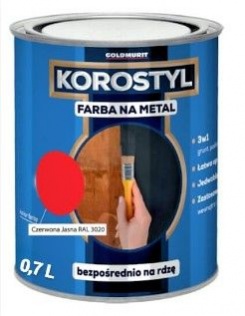 Malowanie Farba Na Metal Korostyl Czerwony 3020 0,7L Goldmurit
