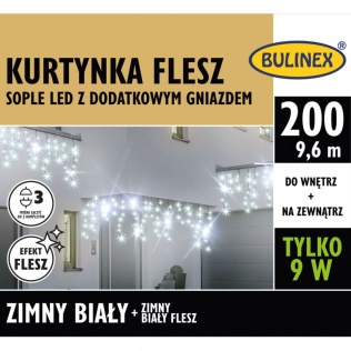 Dom Kurtyna świetlna sople 200 LED zimny biały + zimny biały flesz 13-582