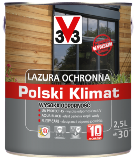 Artykuły malarskie Lazura ochronna V33 Polski klimat wysoka odporność 5 l antracyt