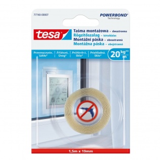 Taśmy Dwustronna taśma montażowa tesa® przezroczysta do szkła 1,5m x 19mm