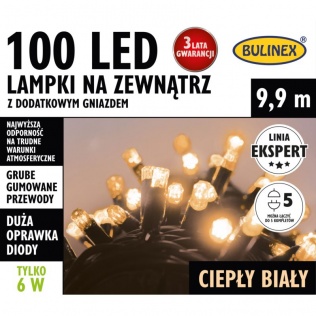  Lampki zewnętrzne 100 led Ciepłe Białe 25-858