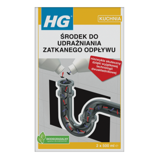 Porządki i chemia  HG środek do udrażniania zatkanego odpływu 2x500ml