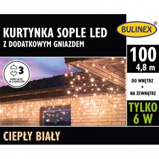 Dekoracje Kurtyna świetlna sople 100 LED ciepły biały 13-558