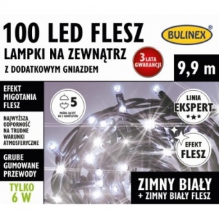 Dekoracje Lampki zewnętrzne 100 LED zimny biały + zimny biały flesz 75-462